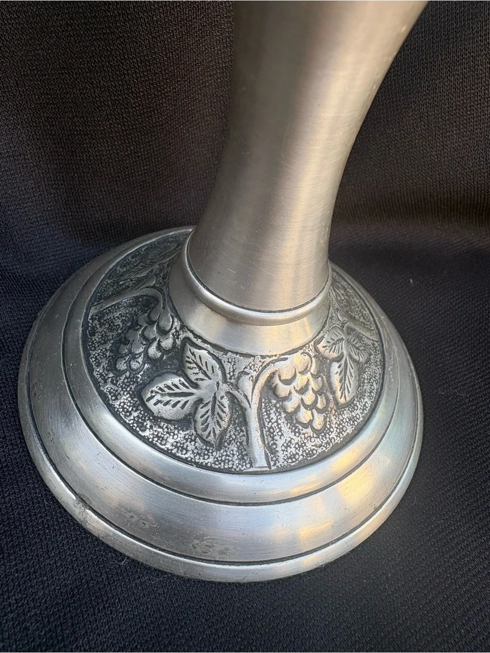 Pottery Barn Silver Metal Candle Holder with Grapevine Motif